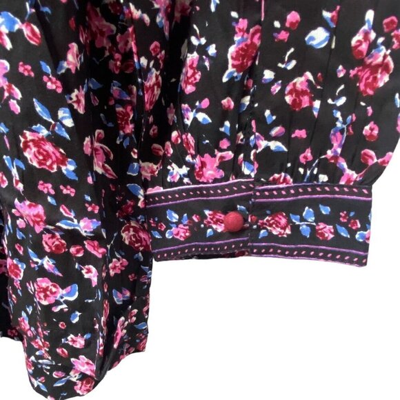 Woman Within Boho Blouse  Size 18/20 Tunic Top Black Wine Floral Rayon NWT Long - Picture 7 of 10